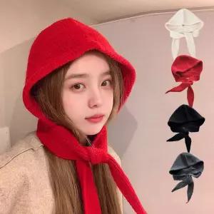 러블리 소녀감성 후드디자인 쁘띠머플러 니트 벙거지 zat3+8Tru