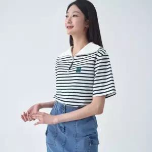[지센] 스트라이프 집업 세일러 5부 티셔츠 LCTSO332_GE