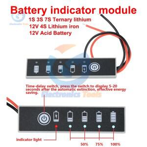 1S 3S 7S 삼원계 리튬 12V 4S 리튬인산철 12V 산성 배터리 충전 표시기 모듈 용량 테스터 LED 전압 충전 보