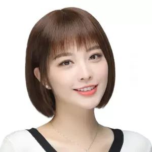 단발머리 헤어 통가발 여성가발 인모가발 전체가발 자연스러운 은 단발