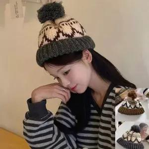 귀여운 굵은짜임 빈티지 방울비니