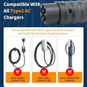 WUFEN 타입2 테슬라 전기차 어댑터 전기차 충전기 커넥터 250V 7KW 32A 타입2 충전기에서 테슬라 전기차 어