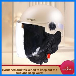 인증된 헬멧 전기차 여성용 가을 겨울 반헬멧 배터리 오토바이 헬멧 남성용 신상 보온용 천 헬멧