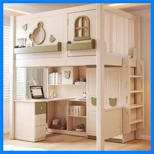 더블 침대 2인용 어린이 이층 매트리스 포함 침실 가구 원목 상하