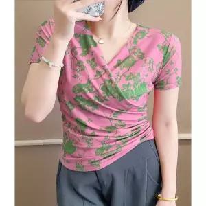 사교댄스복 여성 반팔 댄스상의 라인 왈츠 라틴 방송 댄스옷