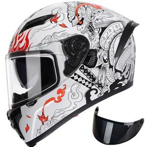 트라이앵글 모터사이클 헬멧 풀페이스 헬멧, 내부 선쉴드 도트 승인(유광 화이트, X-대형)