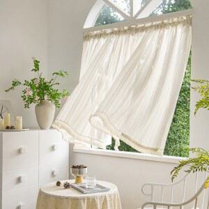 주방창문커튼 작은창 커텐 막대형 감성 높이60 짧은 가로 150 풍 린넨커튼