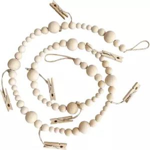 DNUZEWR 4피트 걸이 사진 디스플레이 클립 보호 장식 나무 구슬 화환 생일 홀더 프레임 기숙사 교실 침실