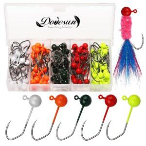 도브선 100개 플라이 타이핑 지그 키트, 낚시용 헤드 1/124온스 1/80온스 1/64온스 1/32온스 1/16온스 작은 낚시 훅 DIY 미끼 만들기 키트 파리 타이핑용 수트 | 크레이피 루어
