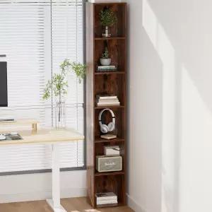 키어히어 키 큰 좁은 책장 6단 70.5인치 스키니 얇은 모서리 선반 슬림 수납장 작은 공간 침실 거실 사무실