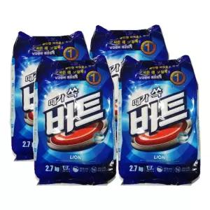 비트 일반용세제 2.7kg 파우치 4개입/가루/세탁세제/찌든때/업소용/세탁물/가정용/깨끗하게/의류/신발