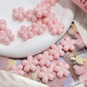 [2개]관통형 23mm 아크릴 UV 오로라 핑크 벚꽃 3-967-2 비즈재료 키링만들기