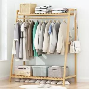 행거 옷걸이 옷장 우드 수납 스탠드 원목 대나무
