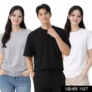 [엘루아] 공용 베이직 라운드 티셔츠 5종세트