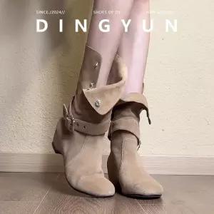 가을 겨울 웨스턴 여성패션 슬림 히든힐 양가죽 미들 앵클 스웨이드 부츠 워커힐 워커 DL4