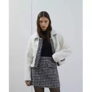 백화점 에고이스트 트위드 믹스 물결라인 무스탕 EP4MJ060