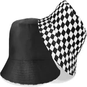 남성 여성용 체크무늬 버킷햇 - 해변 낚시 여행용 블랙 여름 햇살 모자