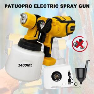 PATUOPRO 1400ML 전기 스프레이 건 HVLP 페인트 분무기 가구 코팅 에어브러시 전동 공구 마키타 18V 배터리