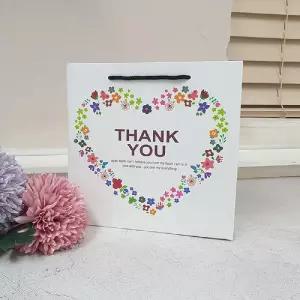 플라워땡큐 쇼핑백 화이트 중 20개예쁜 무늬 생일답례 다용도 선물 이쁜 손잡이 종이