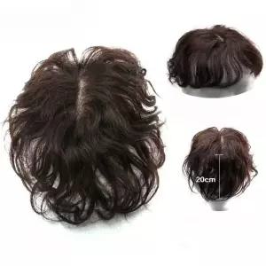 여성용 자유 정수리 숏컷 머리 볼륨 펌 중년 가발 파마 가르마 인모