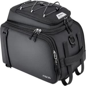 비 덮개가 있는 MOSISO 자전거 랙백 15L 방수 전기 리어백 트렁크백 백팩으로 변환 가능 출퇴근 여행