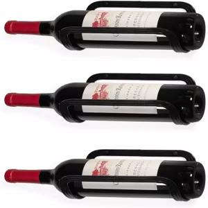 망고 스팀 월 장착 와인 랙 3개 세트 블랙(마운팅 하드웨어 포함)