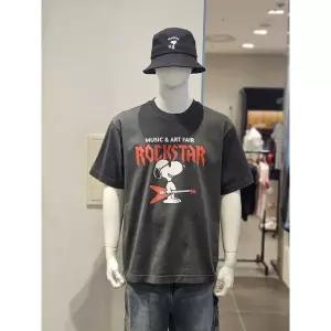 클라이드앤 [？클라이드 frank stone] 남여공용 스누피 락스타 피그먼트 반팔티셔츠 FPCTS373U 1131533