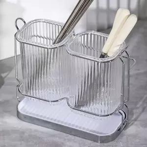 노르딕키친 XZ03IW06 2구 투명 수저통 물빠짐 모던 수저꽂이