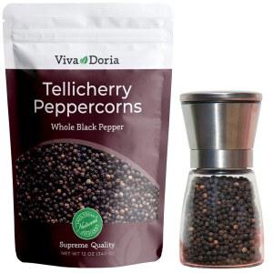 비바 도리아 텔리체리 페퍼콘, 스팀 살균 통흑후추, 블랙 페퍼콘, 12온스(페퍼+그라인더)