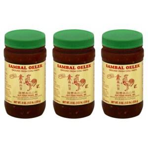 삼발 올레크 간 신선한 고추장, 8온스 | 정통 인도네시아 고추장 | 요리, 볶음, 마리네이드 & 딥을 위한 매콤하고 대담한 맛 | 방부제 없음 [3팩]