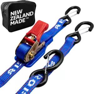 제츠키 래칫 타이 다운 스트랩 - 뉴질랜드산 플로팅 PVC 후크가 있는 1인치 x 8인치 헤비 듀티 시두