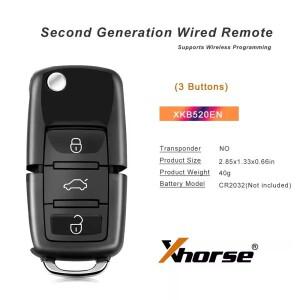 XKB520EN 2세대 대체 무선 리모컨 키 Xhorse VW B5 플립 3버튼 프로그램 지원