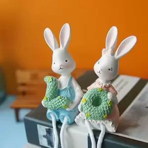 앉은 파스텔 러브 토끼 4P세트 미니어처 장식소품