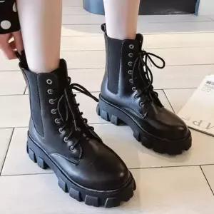 여성 학생 키높이 통굽 밴딩 하이탑 워커