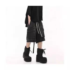 남성 데님반바지 워싱 멀티포켓 일자 데님 반바지 스트링 쭈리 5부 바지 스포M1