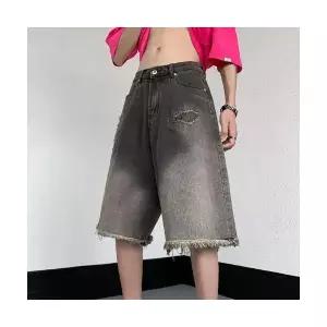 남성 데님반바지 스판 워싱 5부 바지 트렌드 일자 여름 청춘 하프 청 집업 스포M1