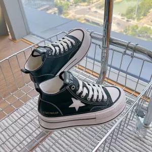 흰색 여성용 가을 운동화 데일리 슬립온 소가죽 통굽 하이탑 키높이 화 슈즈 패션 SPO마켓3