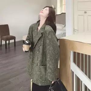 여자 가을 빈티지 코트 재킷 프린트 코듀로이 정장 멋쟁이 DUCHI3