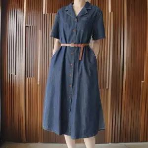 [신상오픈런]여성 데님셔츠 롱원피스 버튼 포켓 카라벨트 (32966093)