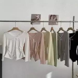 여친 이너 오말레이스 브이넥 트임 스트링 티셔츠 봄가을 탑 트렌디한 DUCHI1