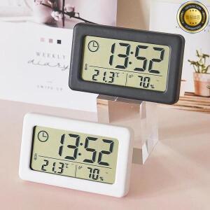 미니 디지털 시계 전자 온도 및 습도 휴대용 데스크탑 1224H 배터리 구동