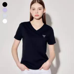 [백화점정품] 26년NEW 게스 GUESS 여성 에어로쿨 미니삼각 브이넥 반팔티셔츠 YP2K9490