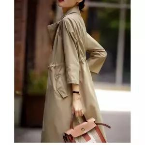 하프 스트링 직배색 슬림핏 짭짤한 여자코트 트랙 트렌치 코트 원템1