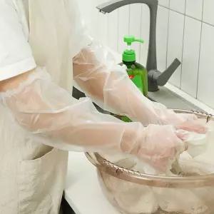 목긴 비닐 장갑 1회용 60cm 설거지 청소 밴딩 위생 jYt4+1tuH