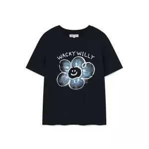 와키윌리 WACKY WILLY 우먼스 빅릴리 그래픽 반팔 티셔츠 다크네이비 471391