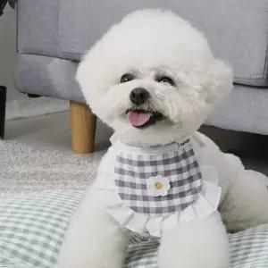 강아지 체크 케이프 1P 애견 사이즈조절 턱받이 패션 HoC7+5UQN