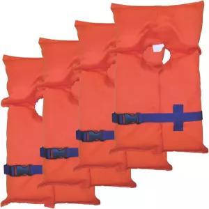 스티어닝 PFD 구명조끼 4팩 USCG 승인 타입 II 유니버설 사이즈 보트 및 수영 안전을 위한 플로팅 조끼