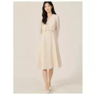 [JJ지고트](하남점)브이넥 플레어 원피스 +재킷 세트 GP4A0OP351