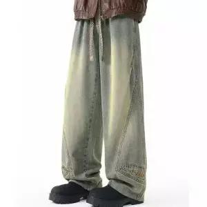 남성용 회색 배기핏 밴딩 스키니 조거 배기팬츠 워싱 트렌디 데님팬츠 청바지 MODU1