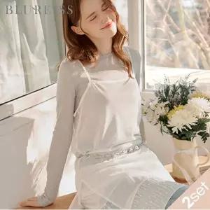 [블루레이스] [2SET]시스루 티셔츠+레이스 뷔스티에_B6S1TS6701